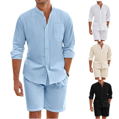 Men's Summer Two-Piece Outfit | Casual Shirt & Shorts | Riyostyle