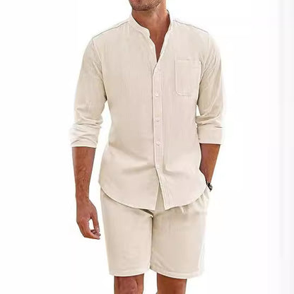 Men's Summer Two-Piece Outfit | Casual Shirt & Shorts | Riyostyle