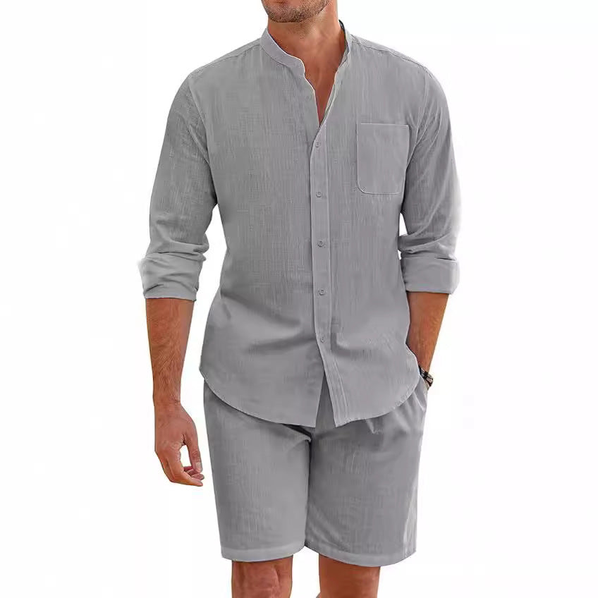 Men's Summer Two-Piece Outfit | Casual Shirt & Shorts | Riyostyle